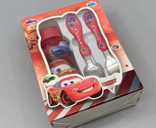 Cars Lightning McQueen Tableware Set Anime Fork Spoon Water Bottle 3-piece Suit Cutlery Set Children's Christmas Gifts