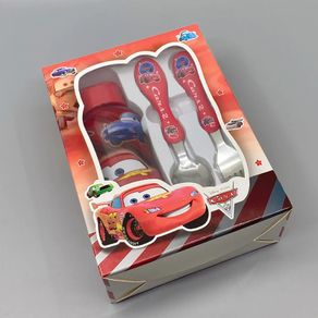 Cars Lightning McQueen Tableware Set Anime Fork Spoon Water Bottle 3-piece Suit Cutlery Set Children's Christmas Gifts