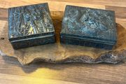 Antique Japanese Antimony Ware Trinket Boxes
