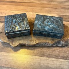 Antique Japanese Antimony Ware Trinket Boxes
