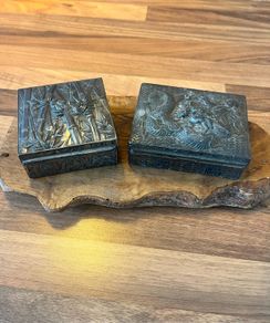Antique Japanese Antimony Ware Trinket Boxes