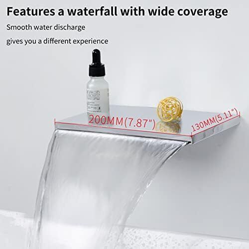 Wall Mounted Bath Taps Waterfall Chrome 20cm Spout Brass Bath Filler Tap Wall Basin Tap