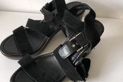 OFFICE London black suede wedge sandals size 6