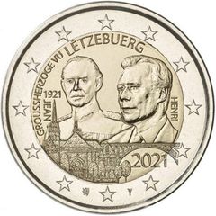 Luxembourg 2 Euro Commemorative Coin 2021 - 100th Birthday of Grand Duke Jean. Relief Version. Uncirculated.