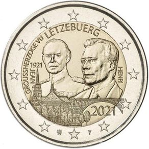 Luxembourg 2 Euro Commemorative Coin 2021 - 100th Birthday of Grand Duke Jean. Relief Version. Uncirculated.