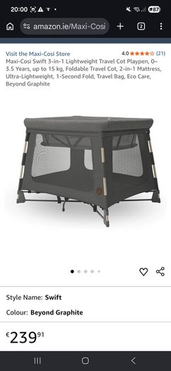 Maxi cosi swift 3 in 1 travel cot, play pen & bassinet