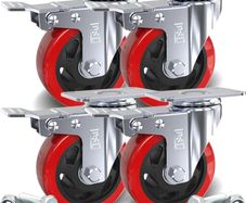 Heavy Duty Double Bearing BRAKED 100mm Swivel Castor Wheel Trolley Furniture Caster 700KG Free Fitting