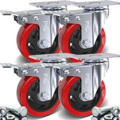 Heavy Duty Double Bearing BRAKED 100mm Swivel Castor Wheel Trolley Furniture Caster 700KG Free Fitting