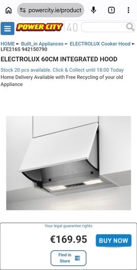 Electrolux Lf216s Hood