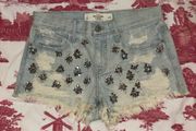 Abercrombie and Fitch denim shorts with diamantes