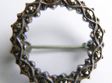 Vintage Brooch Sterling Silver And Marcasite