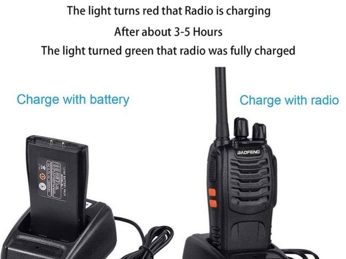2Pcs Rechargeable Walkie Talkies Long Range 2 Way Radio + Original Earpieces Walky Talky 16CH Single Band Supports VOX LED Light Voice Prompt for Biking and Hiking (FREE POSTAGE)