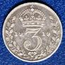 1919 United Kingdom 3 Pence - George V Silver Coin Image 2