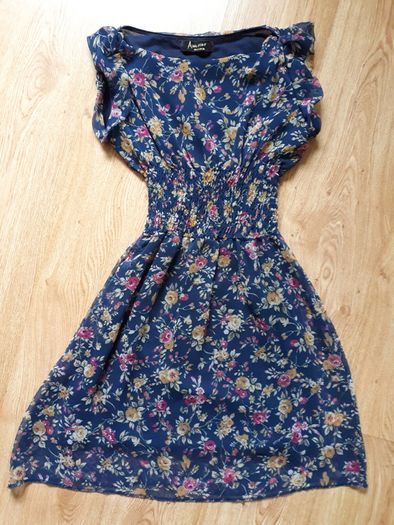 Navy Floral Dress  Size 8