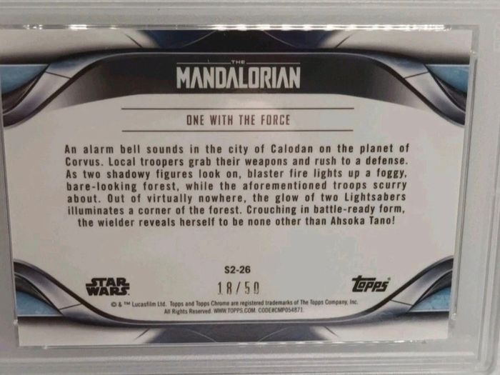 2022 Topps Chrome Star Wars Ahsoka Tano One With The Force Psa 10
