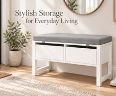 Shoe Storage Bench with Cushion and 2 Drawers