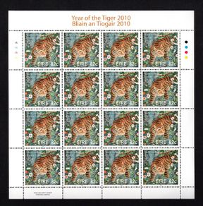 2010 Ireland Chinese New Year (Year of the Tiger) Commemorative Stamps Sheetlet Plate 1A1A1A1A Mint Never Hinged (MNH)