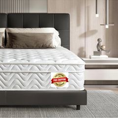 Small Double Mattress, 10.3 Inch Hybrid Mattress 4FT with Breathable Foam