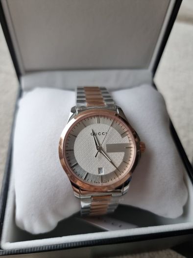 (New) Gucci Rose Gold Classic Two Tone Watch, Swiss Made