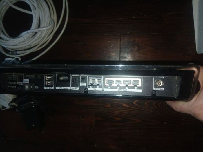 Virgin Media box, hub and cables.