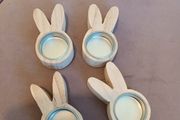4 x Easter bunny wooden t light holders