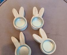 4 x Easter bunny wooden t light holders