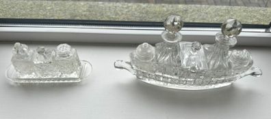 Two Rare Vintage Cut Crystal Cruet Set's