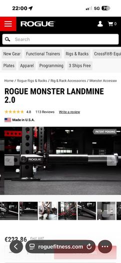 Rogue Monster Gym Landmine Attachment, Sell Cheap! Cost 280 Euro With Vat Before Shipping!!!