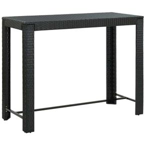 Garden Bar Table Black 140.5x60.5x110.5 cm Poly Rattan
