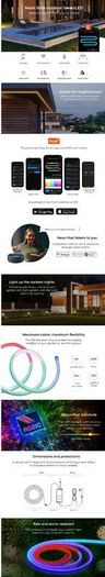 Govee Neon 8K Smart LED outdoor flexible neon strip, 5m, WiFi + APP, 32W, 380lm, Dream Color RGBIC, IP65, Fixing clips included