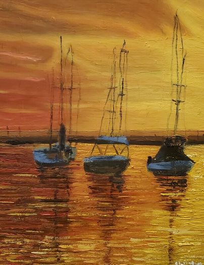 Dingle harbour sunset sea scene