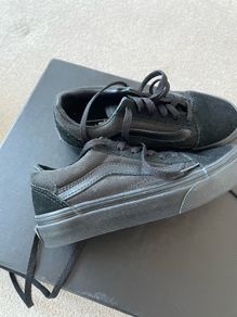 Boys Black Suede Vans - Size 12 Junior