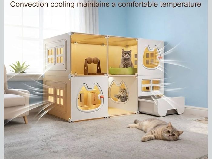 2 Tiers Cat Cages Indoor Large with Cat Toilet, Cat Cage Large Cat Cage Fence Panels, DIY Cat Playpen, Cat Enclosure Indoor, Bedroom/Dining/Toilet/Play area for Happy Feline Friends
