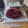 fur effect hat. wine in colour Image 6
