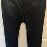 Faux Leather JET BLACK Ladies Slender Ankle Grazer Trousers.  H&M Size 12. Slight Stretch. Dressy With A Satin/sheen Finish. Immaculate Off The Rail Condition. Image 7