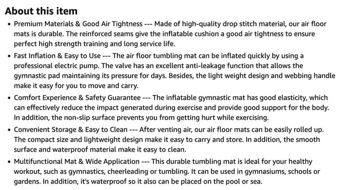 Tumbling mat gymnastics