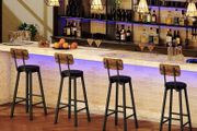 Bar Stools Set of 4, PU Upholstered Bar Chairs with Backrest and Footrest, Counter Height Stools