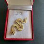 Snake Brooch Cobra Pin Gold Tone with Green & White Crystals Rattle Snake Broach Image 6