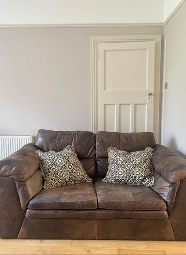 DFS leather two seater sofa / couch