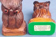 Vintage pair of hand carved wooden owls