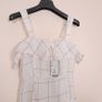 Mango White Black Grid Pattern Cold Shoulder Midi Dress Size XS Image 7