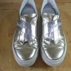 Marco Moreo Milano Black Label Gold Silver Platform Wedge Sneakers Trainers EU 39 UK \Ire 6