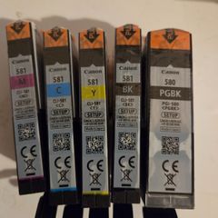 Set of 5 Genuine Canon 580/581 Ink Cartridges