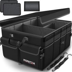 Car Boot Organiser, Collapsible Multi Compartment SUV Organizer, Foldable Storage for Car Accessories for Women Men, 600D Oxford, Non Slip Bottom, Securing Straps, Soft Cover (50L)