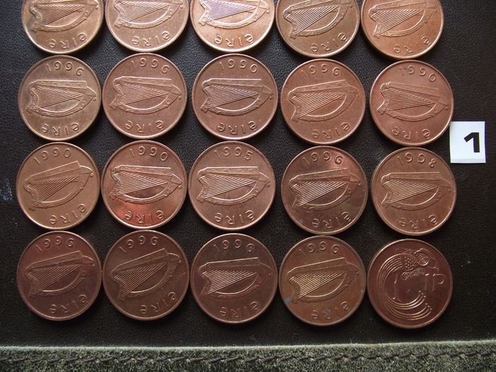 30 Irish 1 penny coins (1988-2000) Nice Condition!