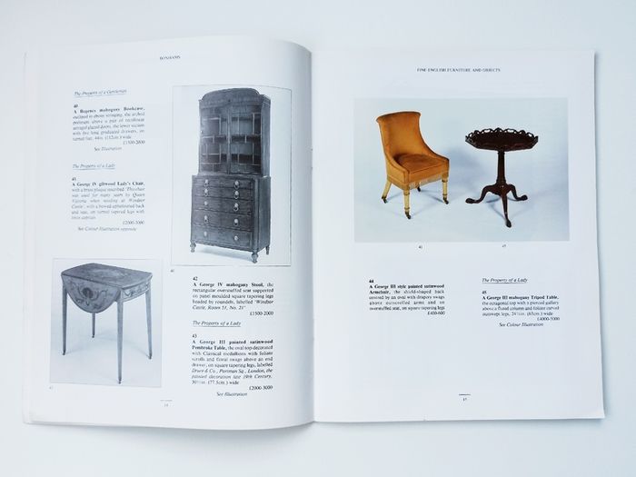 Vintage Bonhams auction catalog  "Fine English Furniture and Objects"  22nd  April 1993