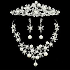 Pretty Crystal Pearl Bridal Accessories Set
