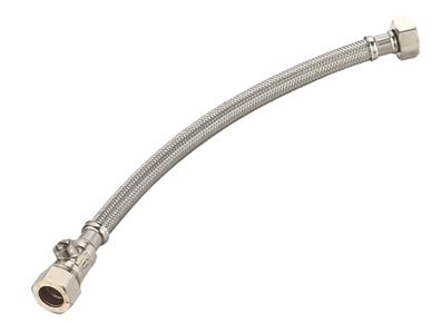 Flexible Tap Connector with Isolating Valve 15mm x 1/2" x 30cm