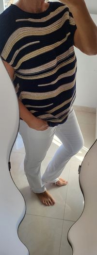 MADELEINE navy beige and gold knit Sz M (Fit 12-14UK) - Rrp 149 (New)