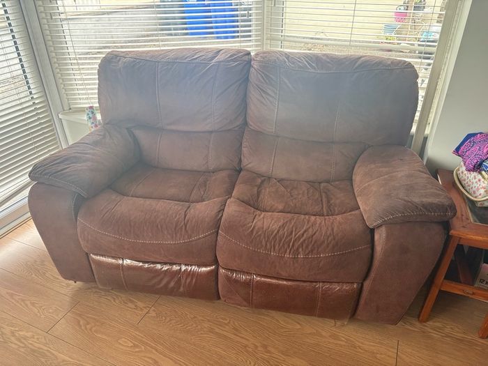 brown 2 seater recliner